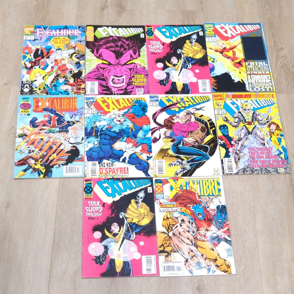 Lot of 10 Marvel Comics Excalibur Comic Book NightCrawler Rogue Holographic